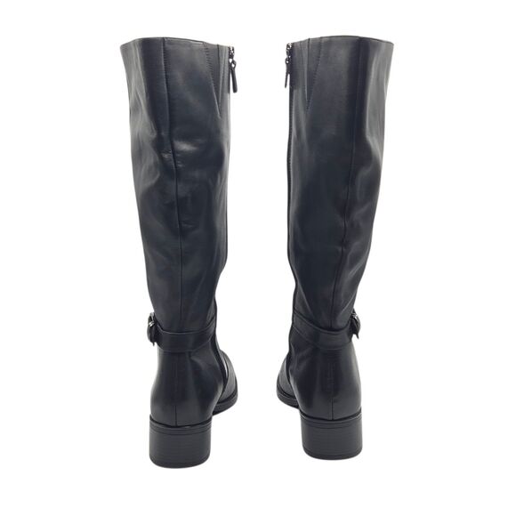 Franco Sarto Cecily Black Leather Tall Riding Boots Women Size 12M Side Zip - Picture 6 of 9